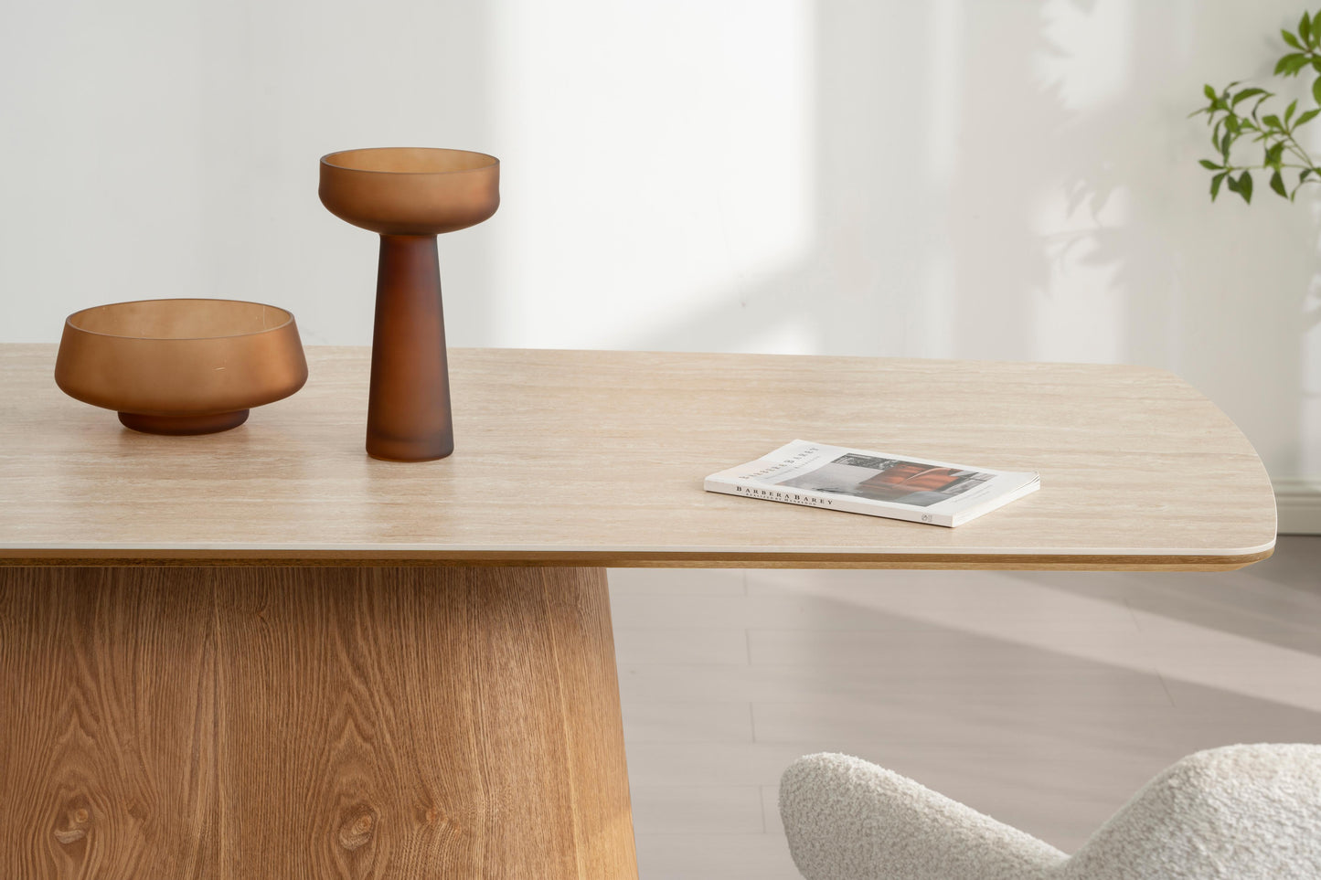Table à manger en bois avec plateau céramique, H76CM - EDDA