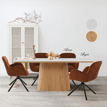 Table à manger en bois avec plateau céramique, H76CM - EDDA