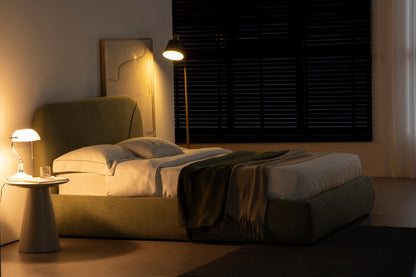 Lit en tissu vert avec sommier Softy