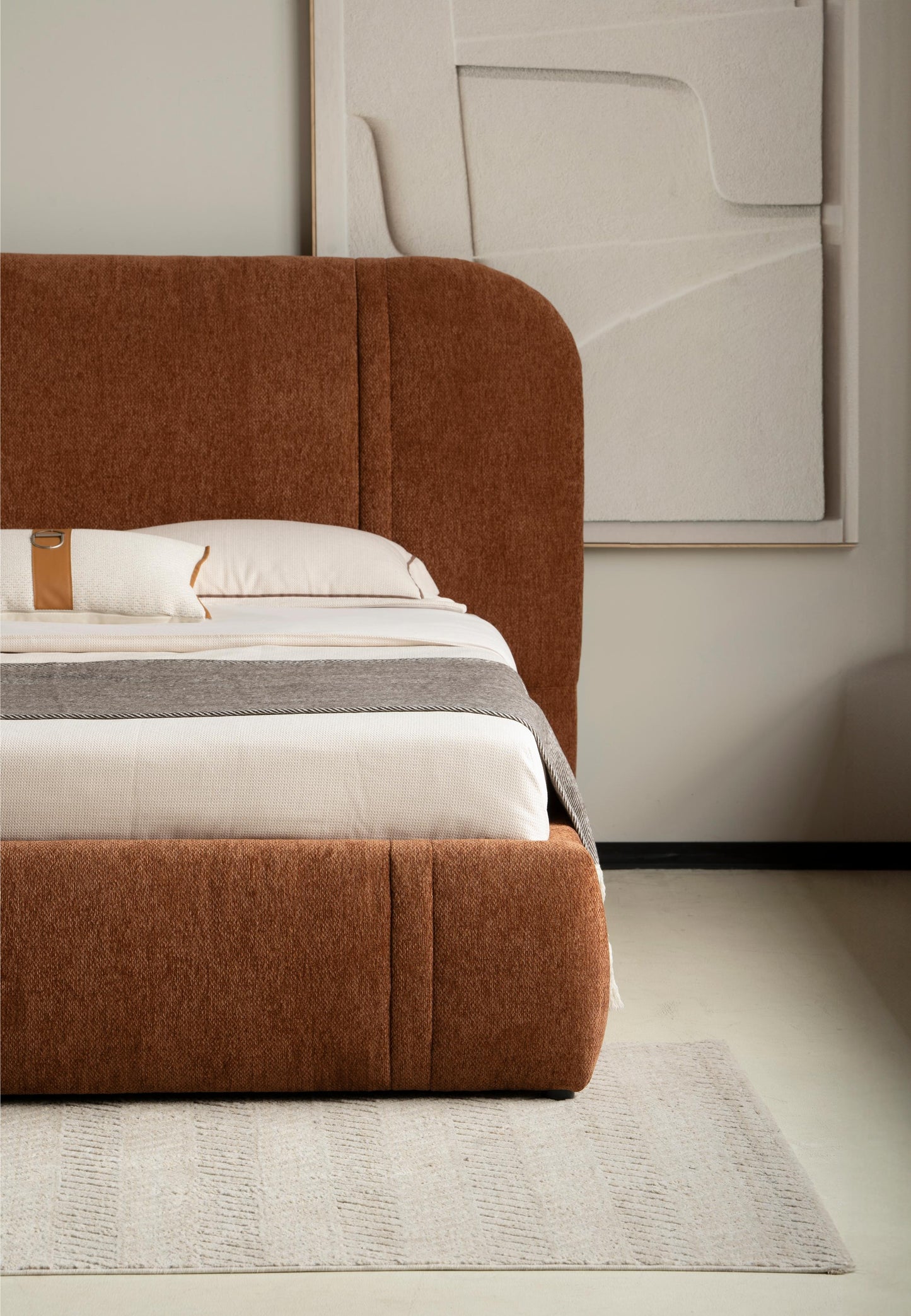 Lit en tissu avec sommier Cocoon