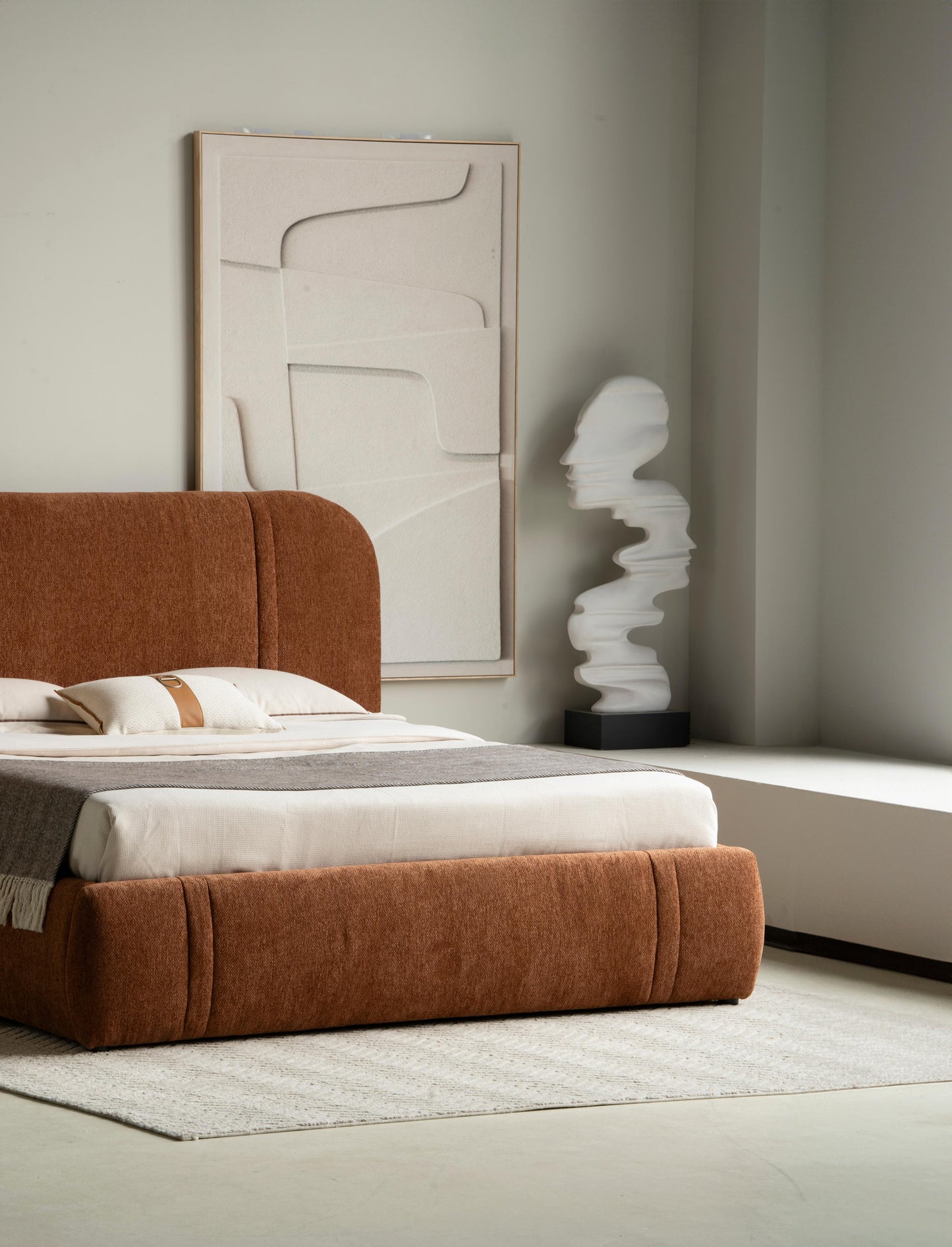 Lit en tissu avec sommier Cocoon