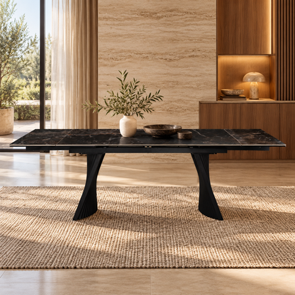 Table à manger extensible avec plateau en céramique, 200-300x100xH76CM - AURELIA