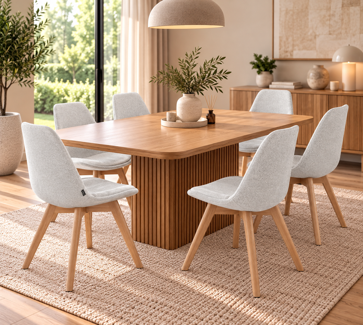 Chaise en tissu pieds en bois massif, 58x49,5x82CM-Alba
