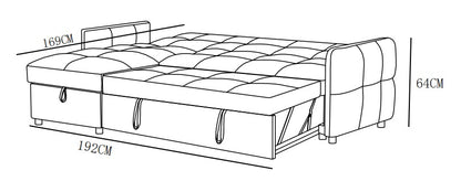 Canapé d'angle convertible en tissu anti tache, 227x144xH89CM - FLINT