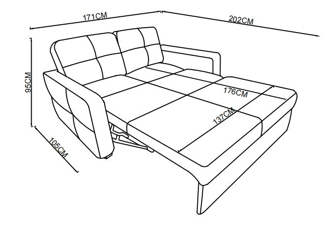 Canapé lit clic-clac convertible en tissu anti tache, 171x105xH95CM - GIANNA