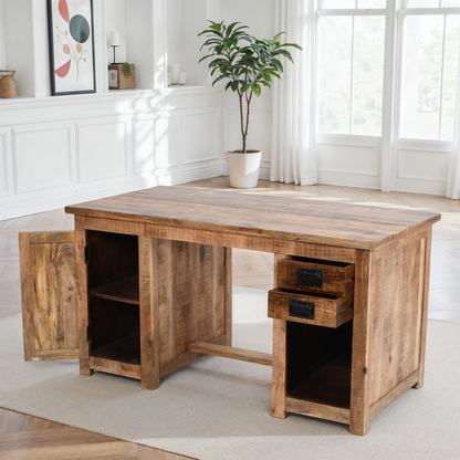 Bureau en bois de manguier, 150x75xH80cm - RIGA