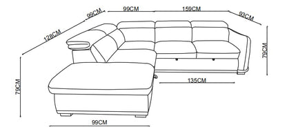 Canapé d'angle convertible en tissu avec coffre rangement, H79/98CM - VENICE