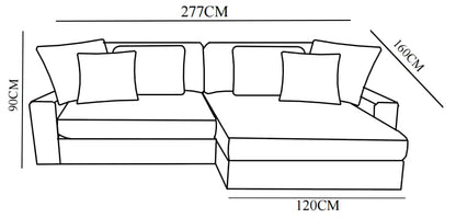 Canapé angle velours réversible  tissu doux - VITO