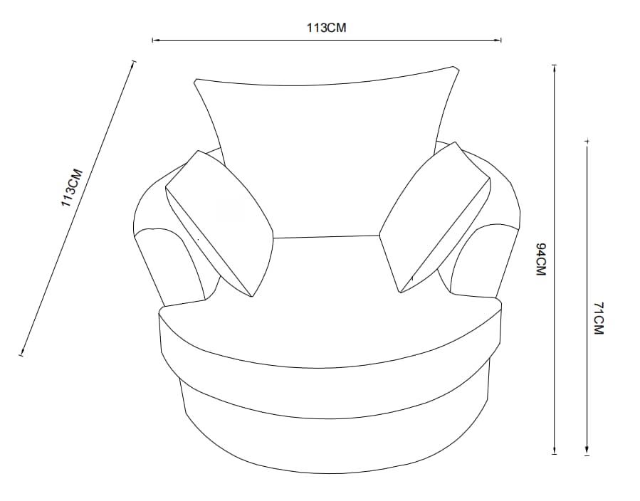 Fauteuil pivotant en velours, D113xH94CM - OLIVIA