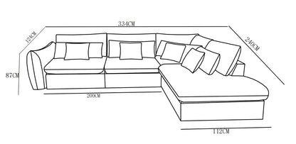 Grand Canapé d'Angle modulable 7 places en tissu 334x240xH87CM - VOLTAIRE
