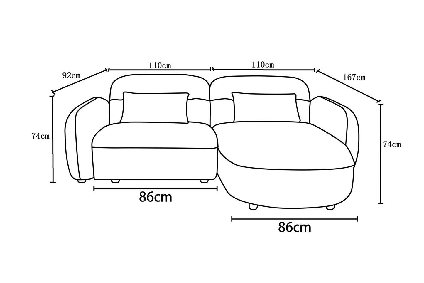 Canapé d'angle en tissu anti tache - ROXANE