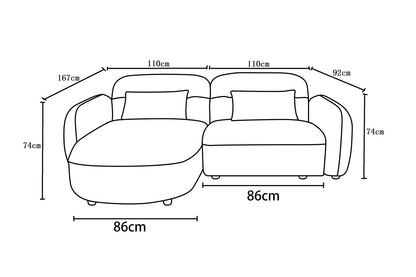 Canapé d'angle en tissu anti tache - ROXANE