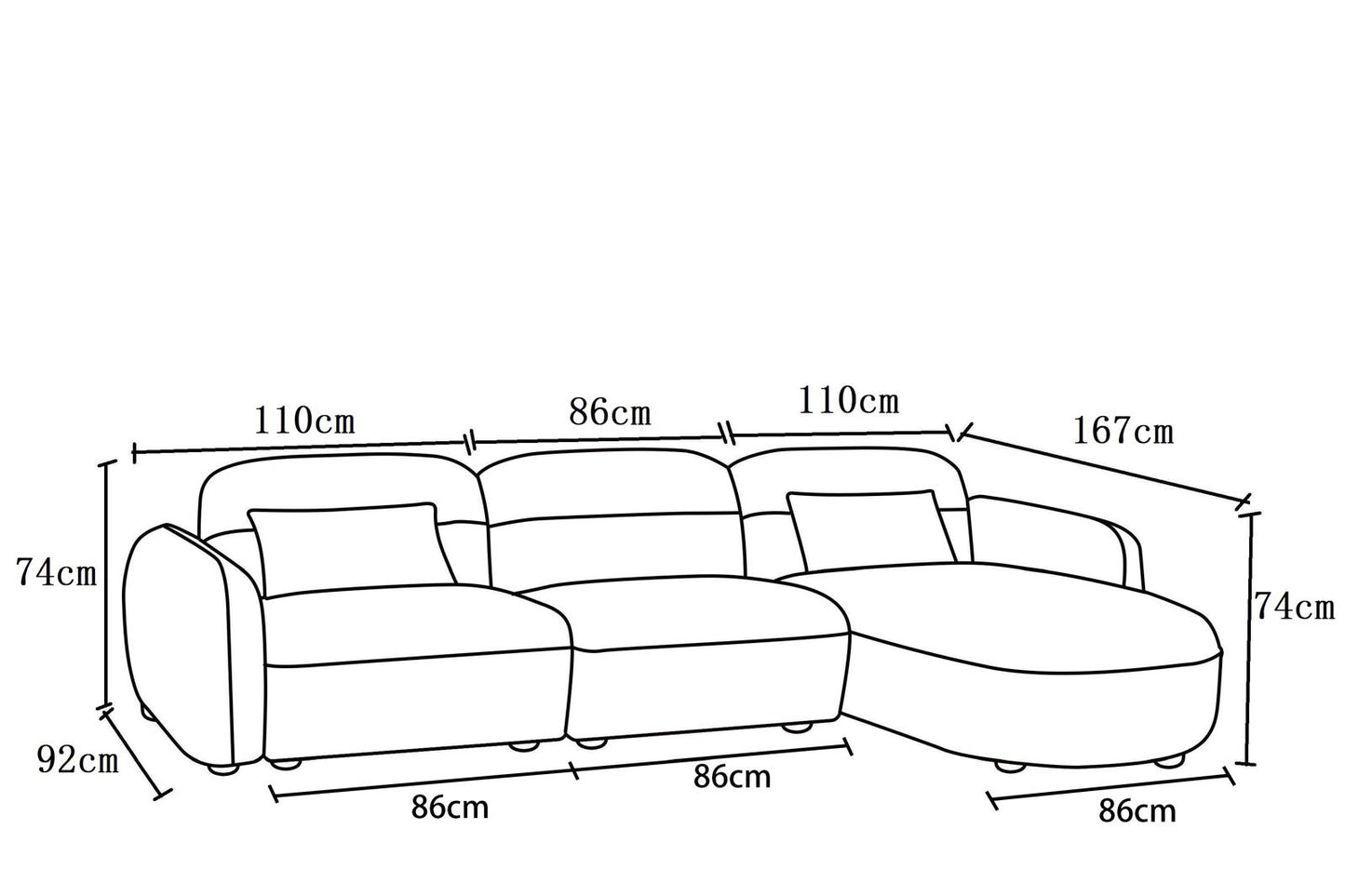 Canapé d'angle en tissu anti tache - ROXANE