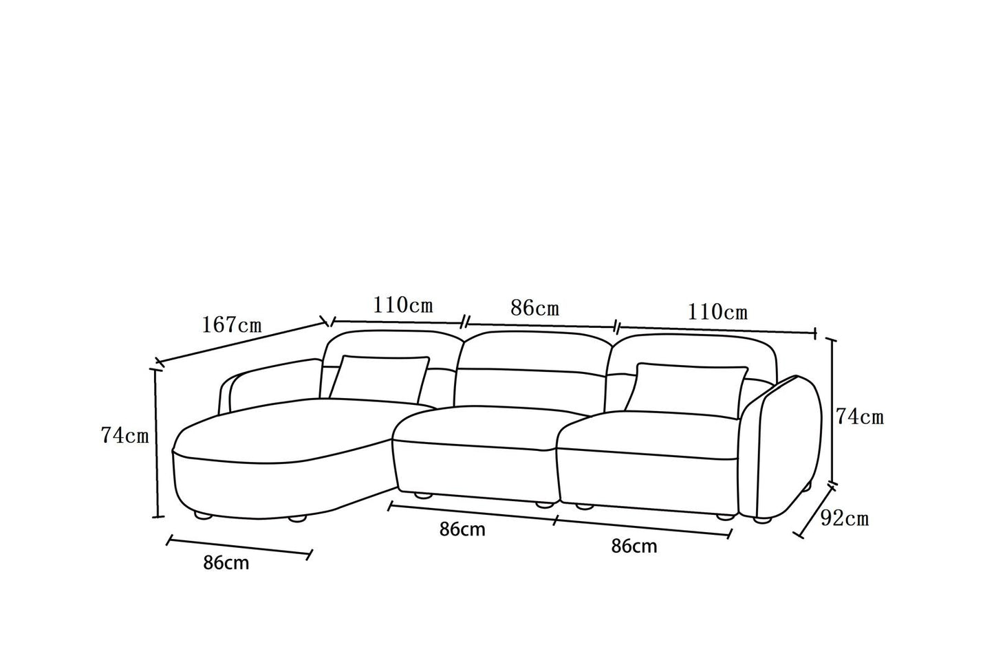 Canapé d'angle en tissu anti tache - ROXANE