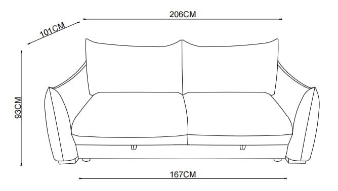 Canapé convertible clic-clac avec coffre convertible en tissu anti tache, 206x101xH93CM - NAOMI