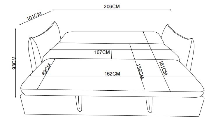 Canapé convertible clic-clac avec coffre convertible en tissu anti tache, 206x101xH93CM - NAOMI