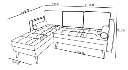 Canapé d'angle en tissu anti tache, 210x149xH91CM - SASHA