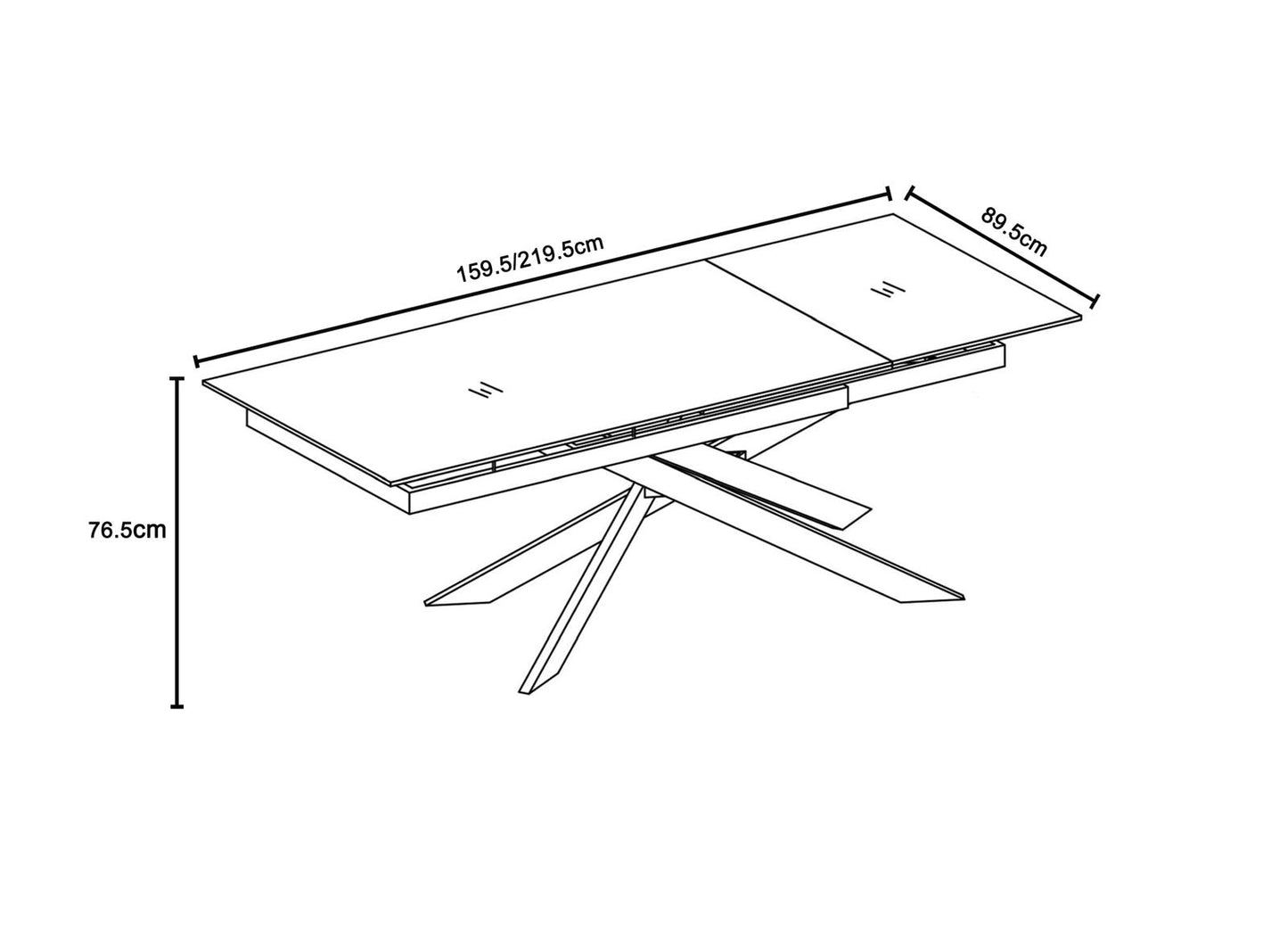 Table à manger extensible avec plateau en céramique, 159,5-219,5x89,5xH76,5CM - MIKA