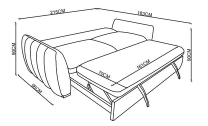 Canapé lit clic-clac convertible en tissu anti tache, 215x96xH90CM - LEON