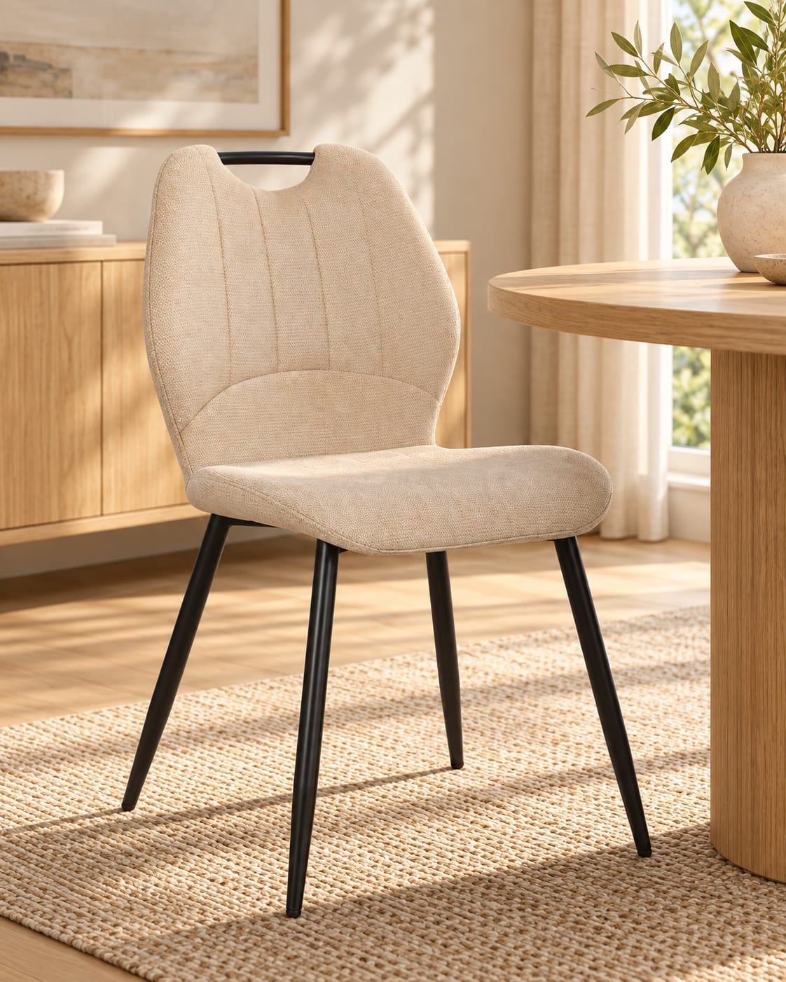 Chaise en tissu anti tache, 55x48xH85CM - YAEL