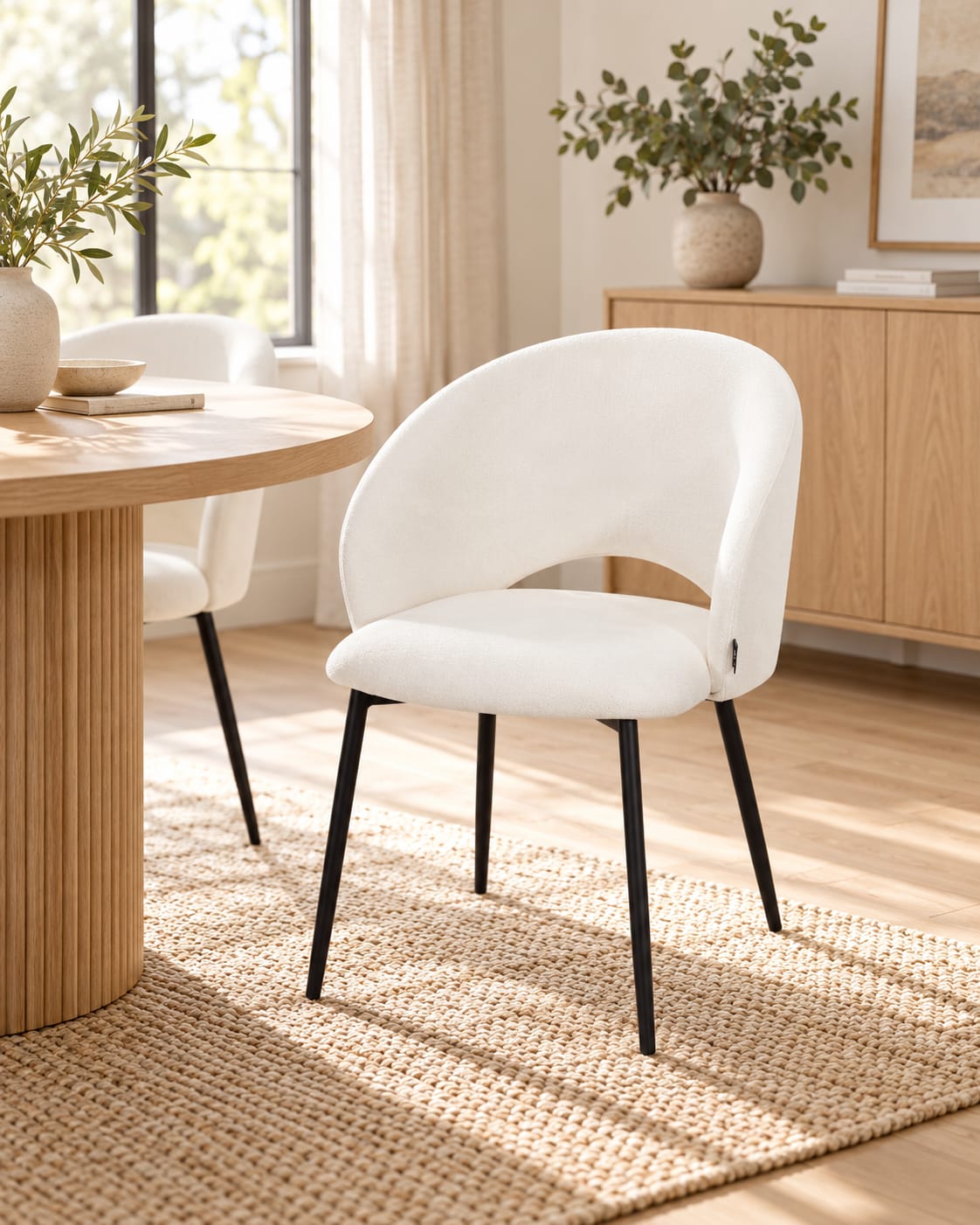 Chaise en tissu anti tache, 58x62xH80,5CM - ELIOR