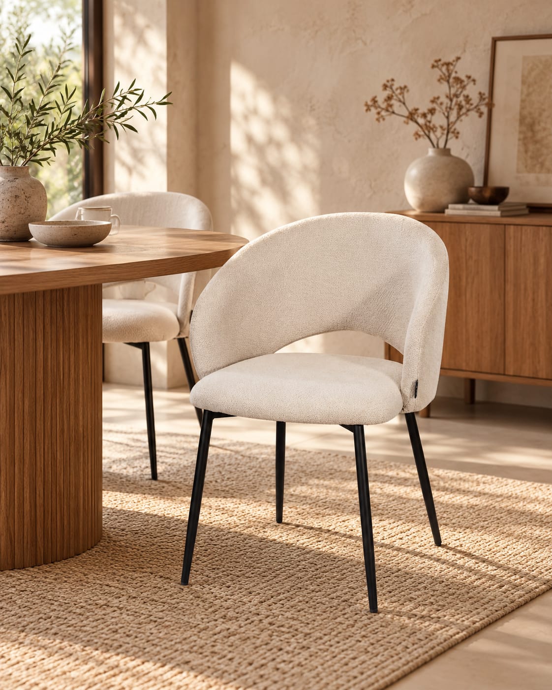 Chaise en tissu anti tache, 58x62xH80,5CM - ELIOR