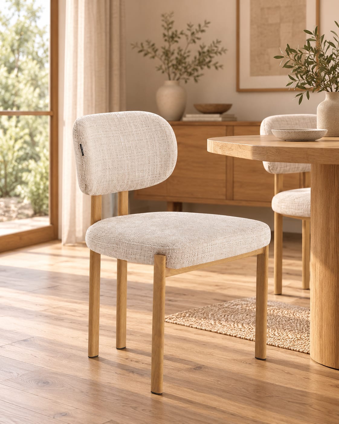 Chaise en tissu anti tache, 57x55xH81,5CM - SANTORI