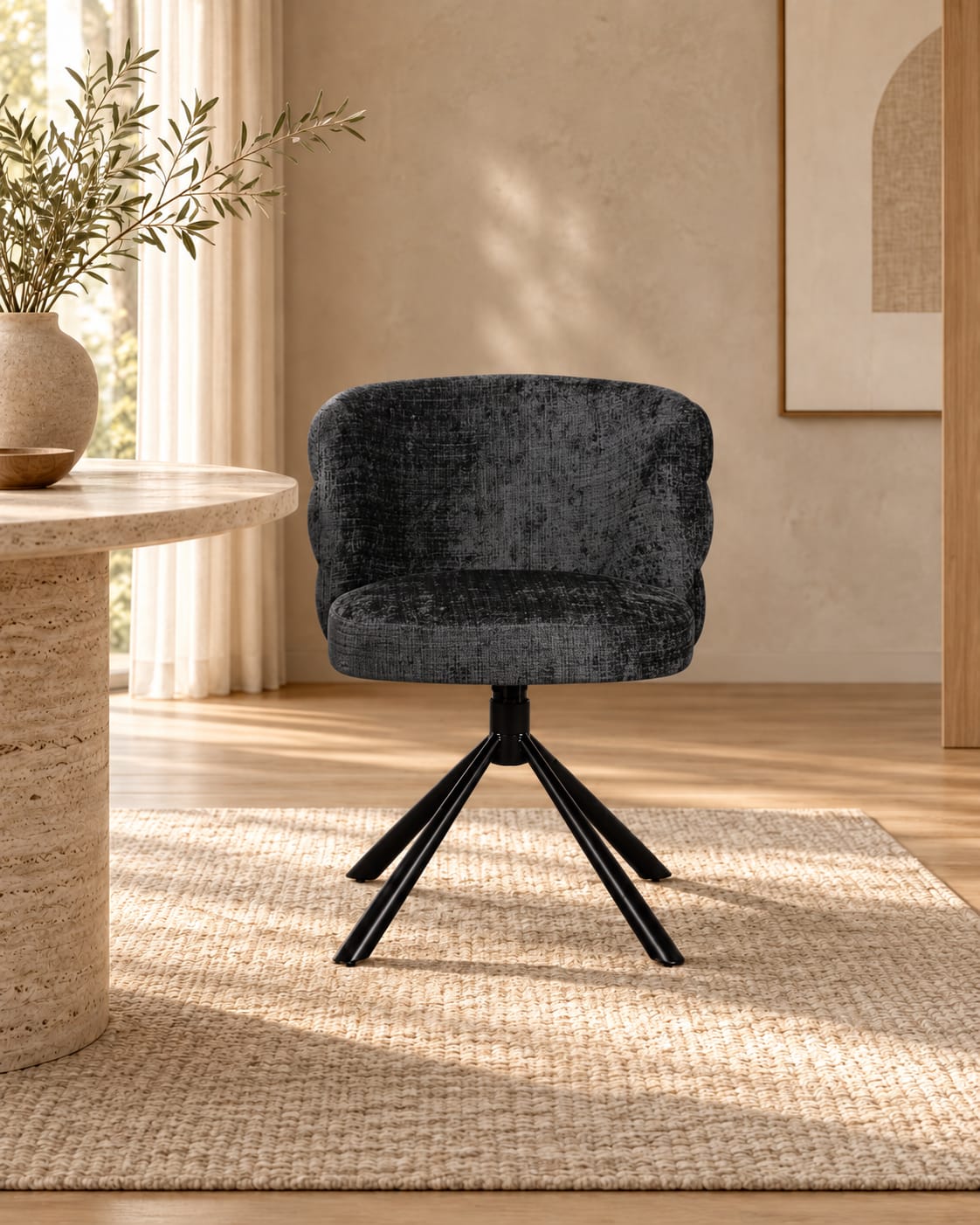 Chaise en tissu, 60x65xH76,5CM - OLYMPE