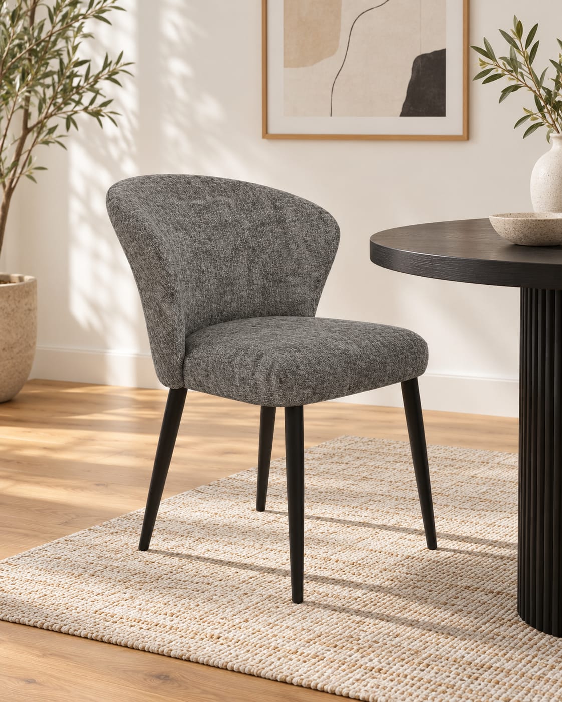 Chaise en tissu velouré, 60x59,5xH80 cm - NINA