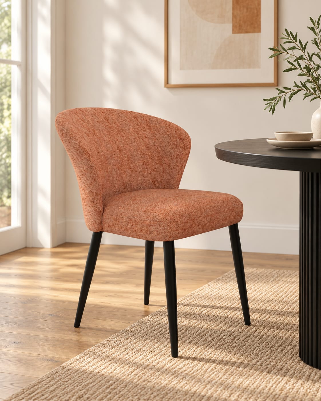 Chaise en tissu velouré, 60x59,5xH80 cm - NINA