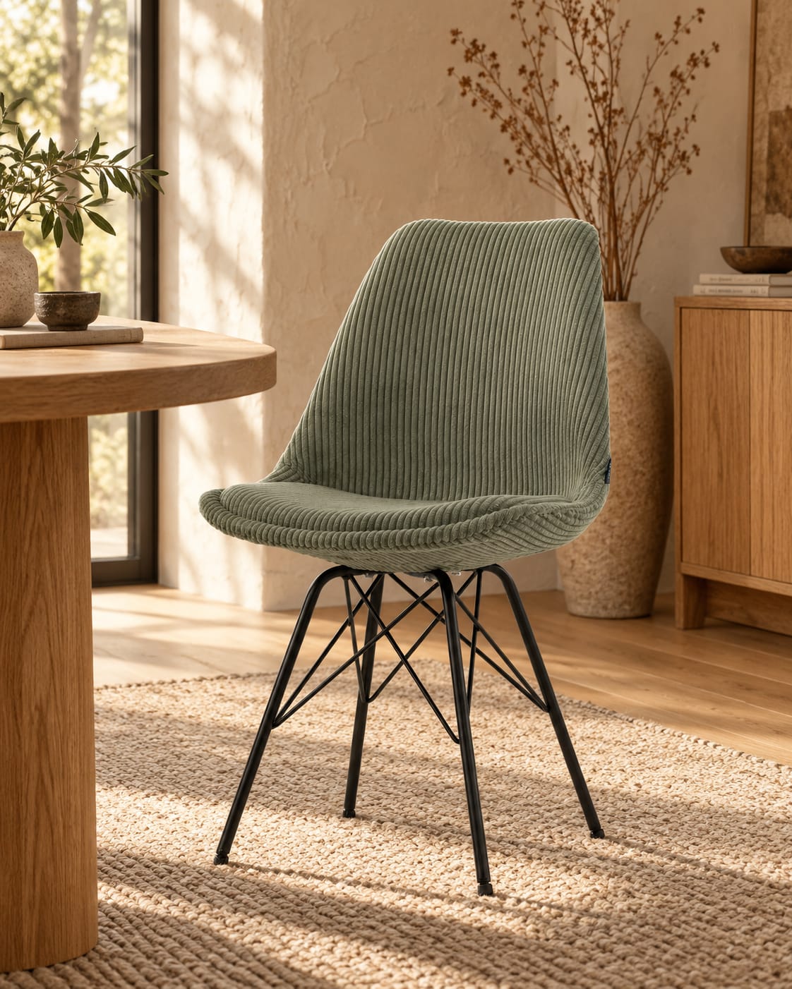 Chaise en tissu, pieds croisés en métal 58x49,5x83CM-BALA