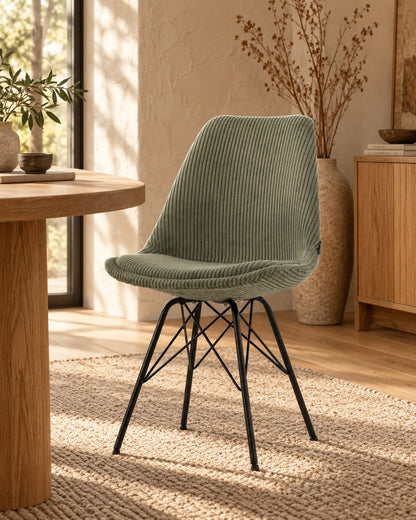 Chaise en tissu, pieds croisés en métal 58x49,5x83CM-BALA