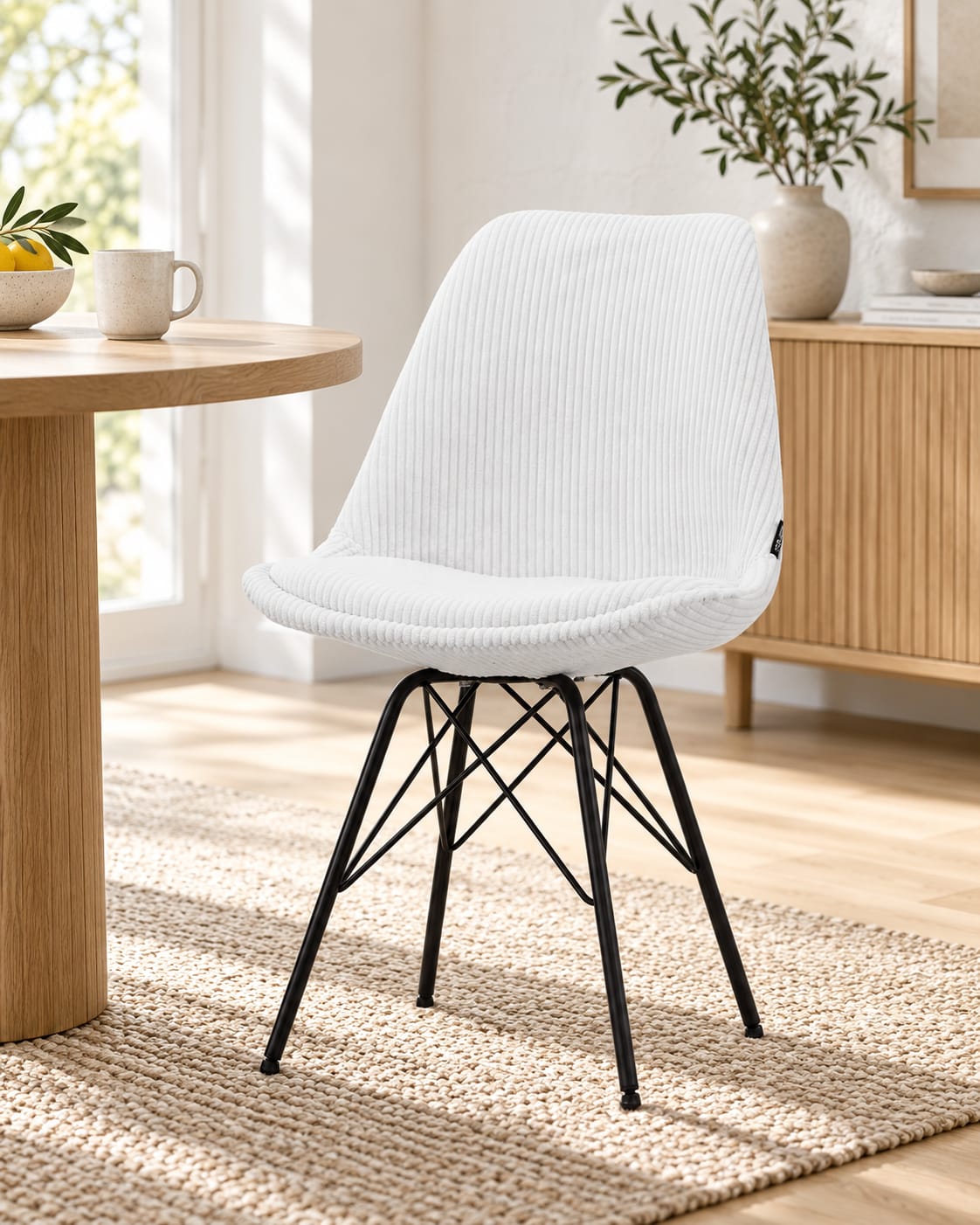 Chaise en tissu, pieds croisés en métal 58x49,5x83CM-BALA