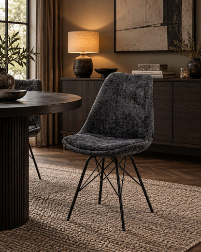 Chaise en tissu, pieds croisés en métal 58x49,5x83CM-BALA