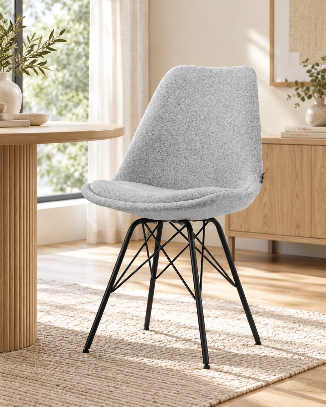 Chaise en tissu, pieds croisés en métal 58x49,5x83CM-BALA