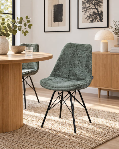 Chaise en tissu, pieds croisés en métal 58x49,5x83CM-BALA