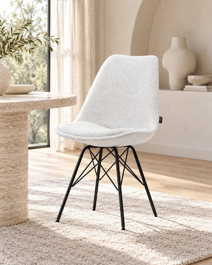 Chaise en tissu, pieds croisés en métal 58x49,5x83CM-BALA