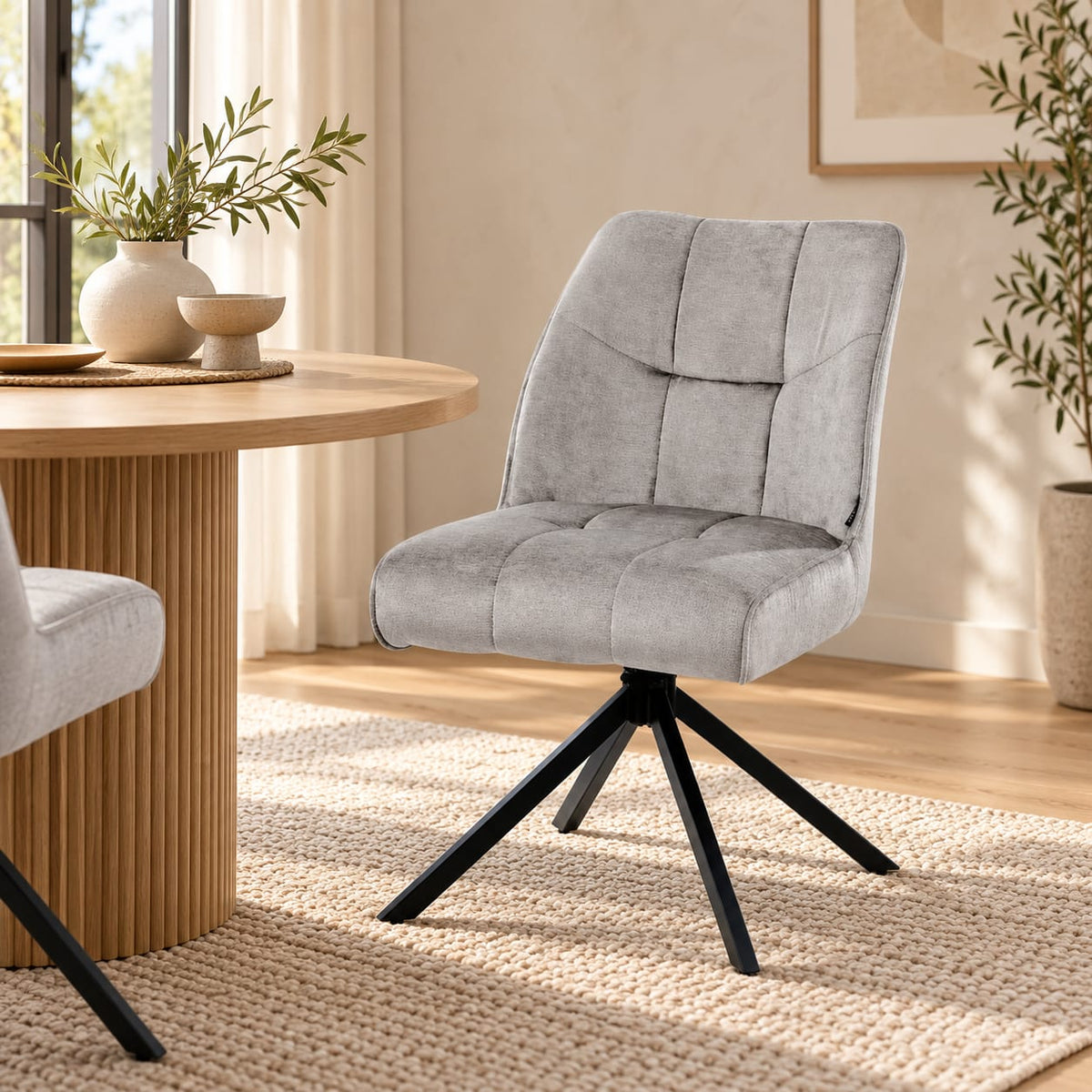 Chaise pivotante en tissu, 60x50xH84CM-OLIVIA