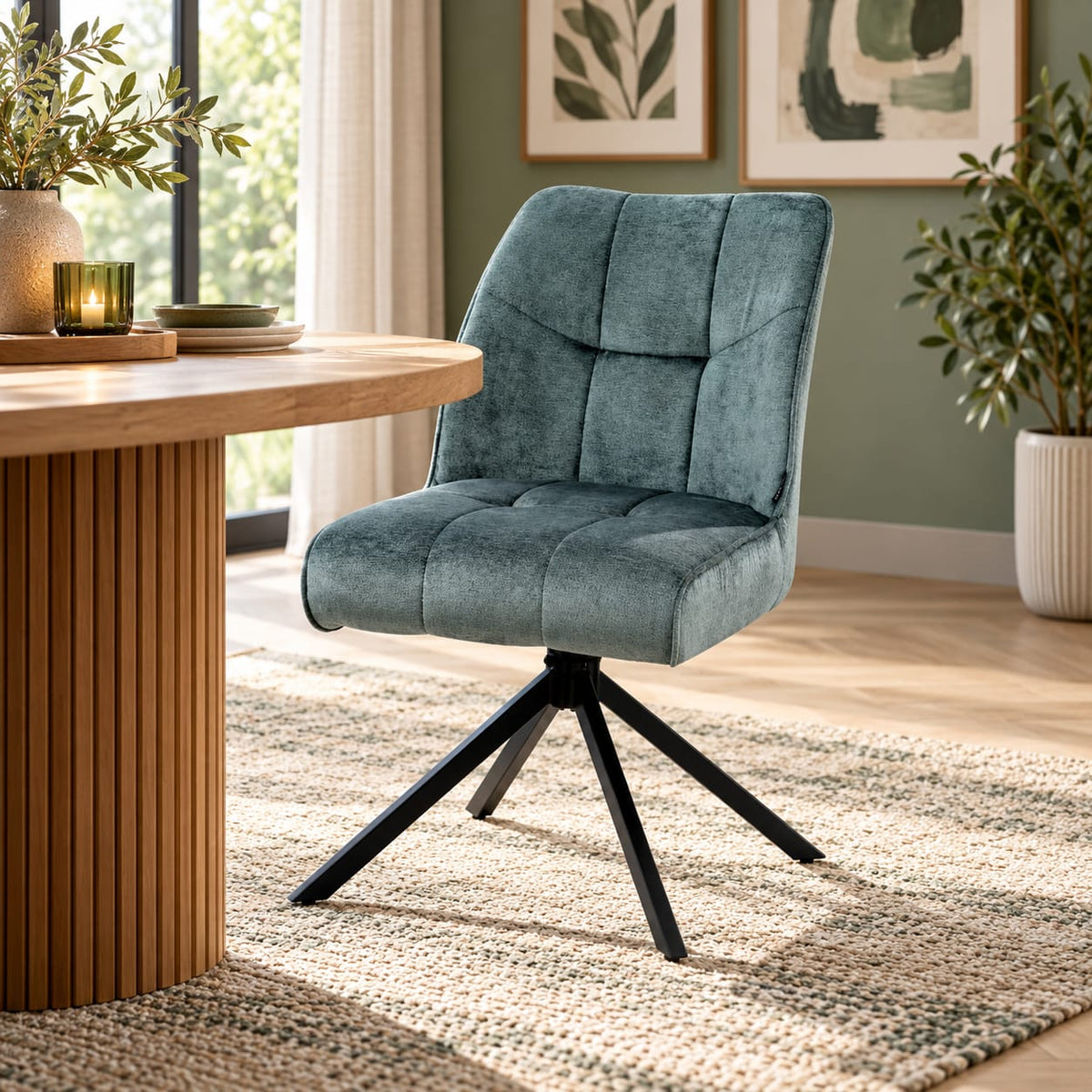 Chaise pivotante en tissu, 60x50xH84CM-OLIVIA