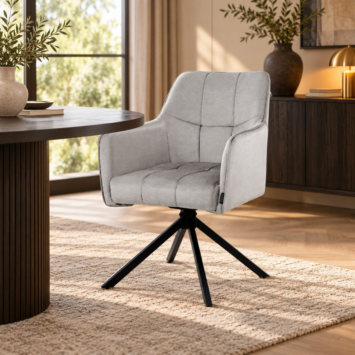 Chaise en tissu anti tache pivotante, 63x54xH81,5CM-OLIVIA
