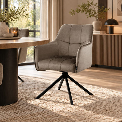 Chaise en tissu anti tache pivotante, 63x54xH81,5CM-OLIVIA