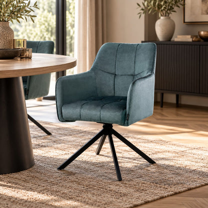 Chaise en tissu anti tache pivotante, 63x54xH81,5CM-OLIVIA
