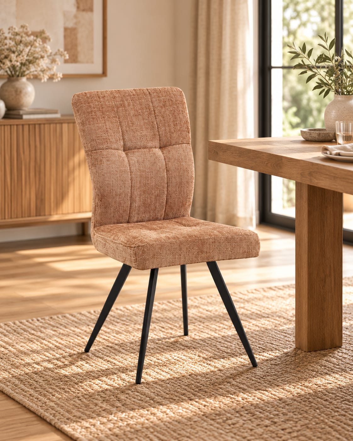 Chaise en tissu anti tache, 47x62xH93CM - NOVALI