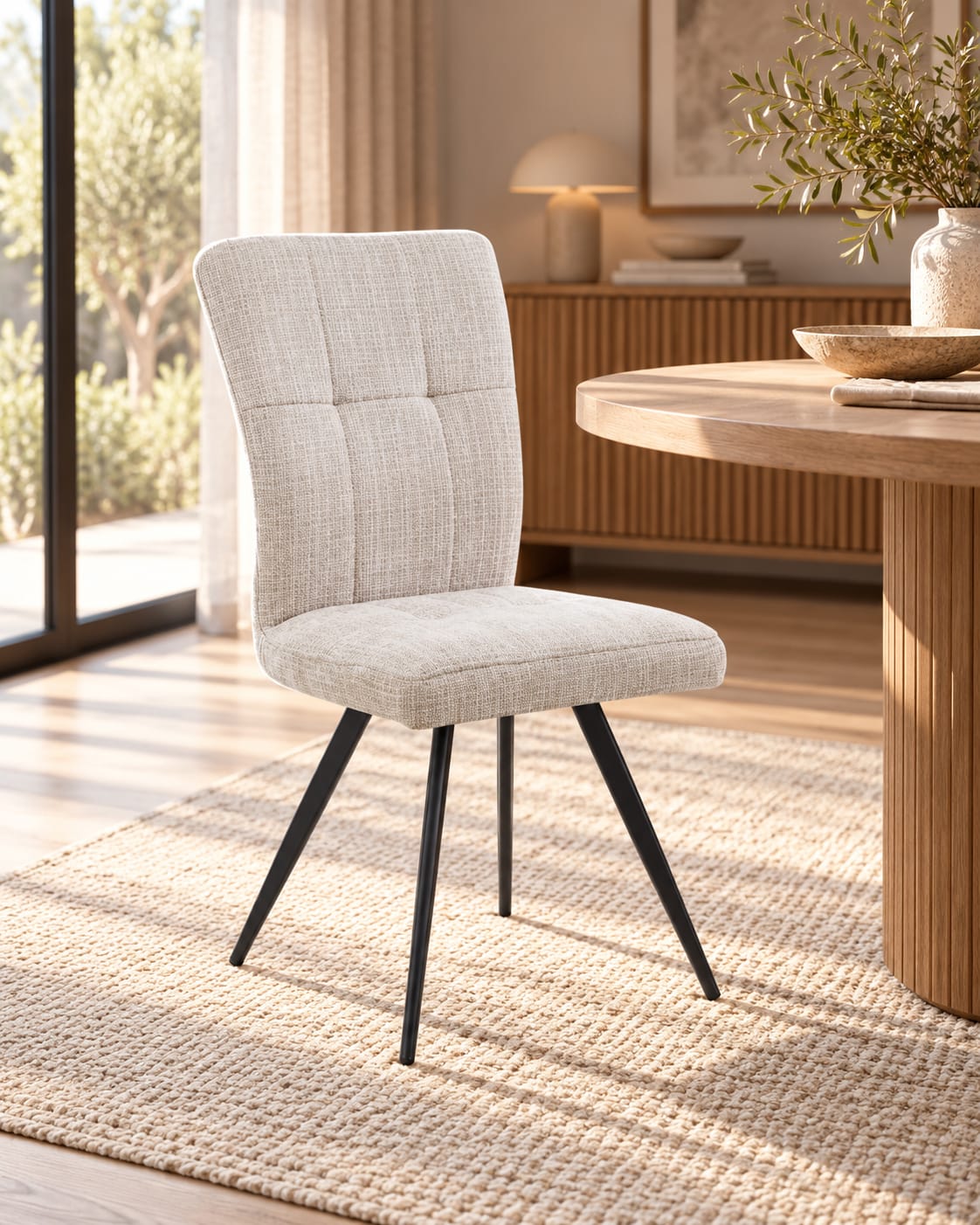 Chaise en tissu anti tache, 47x62xH93CM - NOVALI