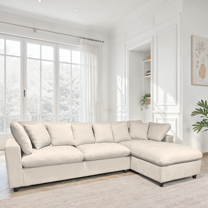 Canapé d'angle en tissu anti tache réversible, 303x179xH87CM - AZRA