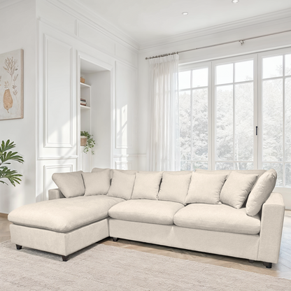 Canapé d'angle en tissu anti tache réversible, 303x179xH87CM - AZRA