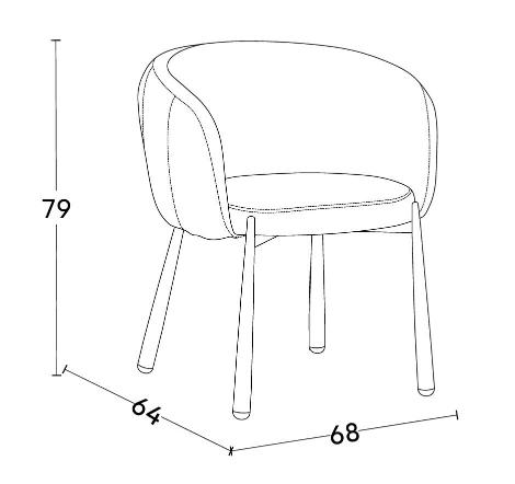 Chaise en tissu anti tache, 68x64xH79CM - LEAH