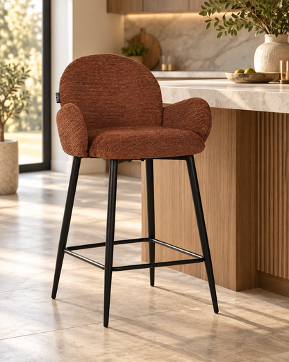 Chaise Haute Tabouret de bar en tissu anti tache, 57x55xH108CM ( 65 cm hauteur assise)- EDEN