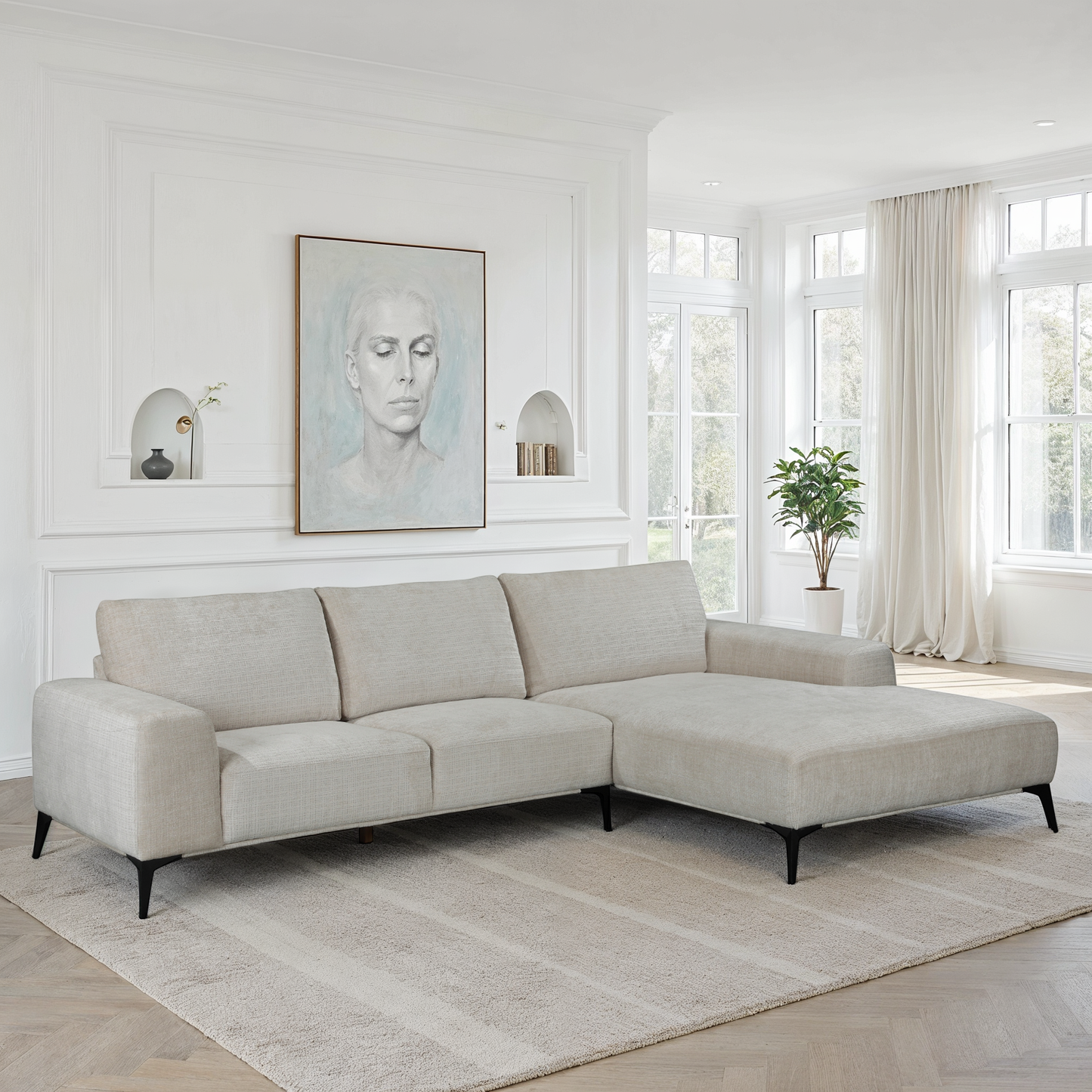 Canapé Angle 5places Tissu 297X186xH90cm - HELENA