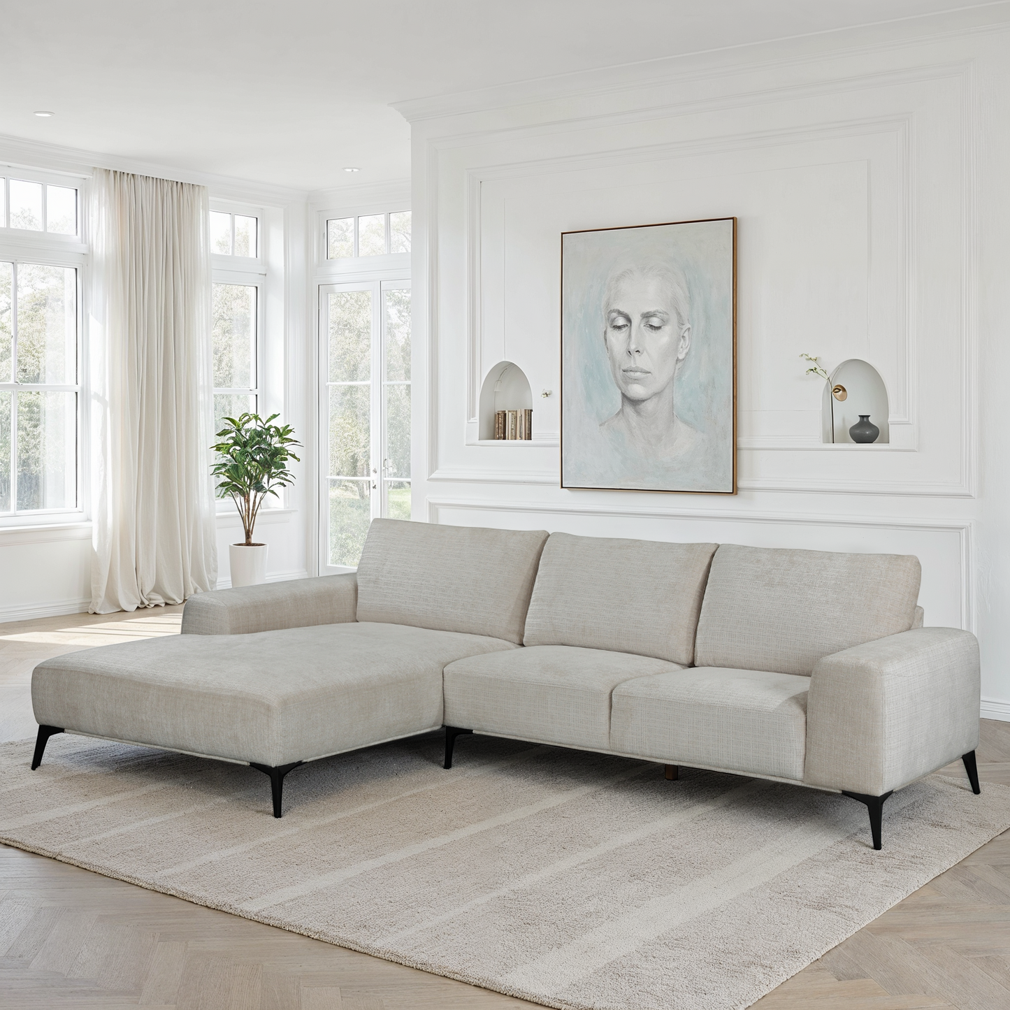 Canapé Angle 5places Tissu 297X186xH90cm - HELENA